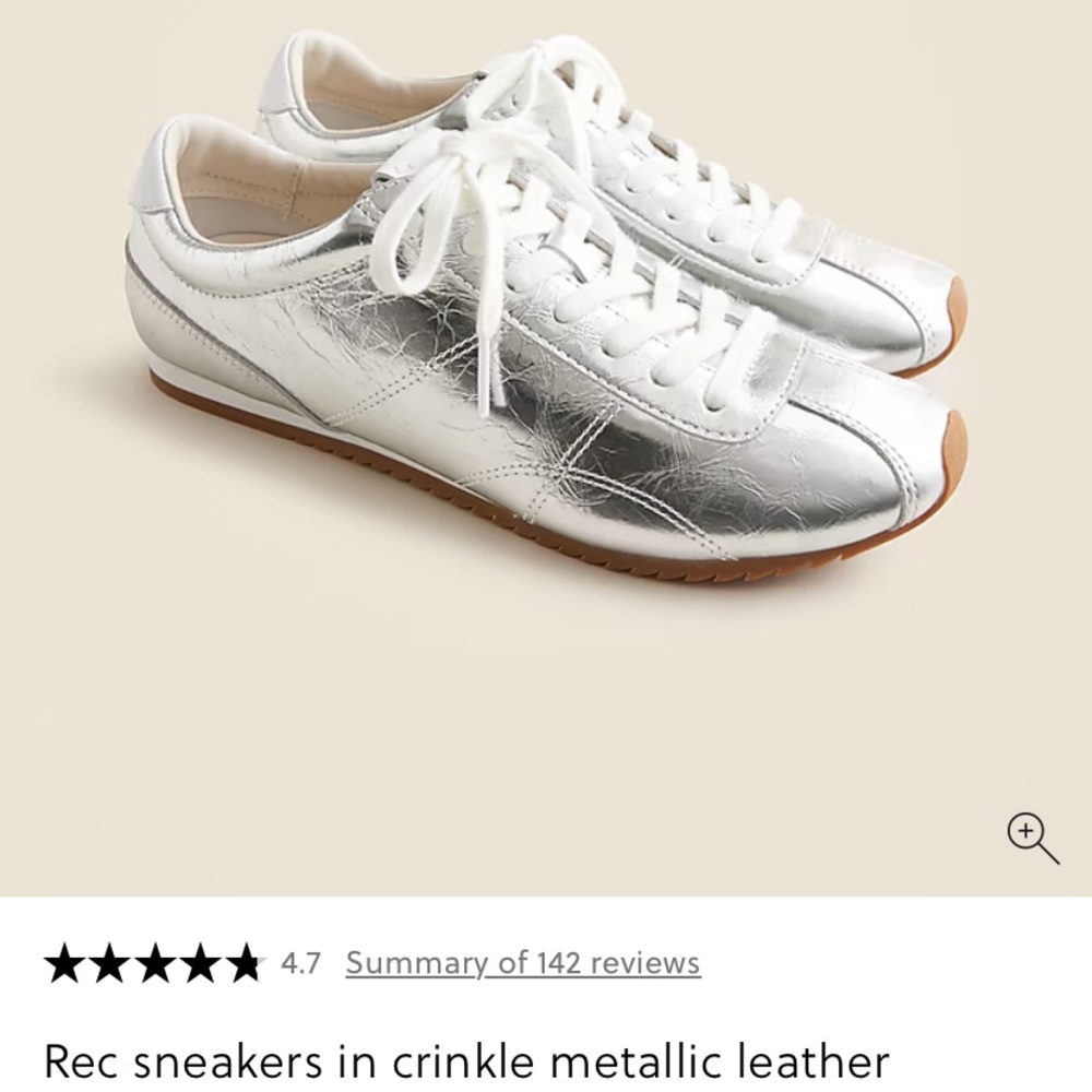 J. Crew Silver Crinkle Metallic Sneakers